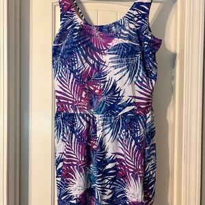 Tropical Leaf Print Swim Dress